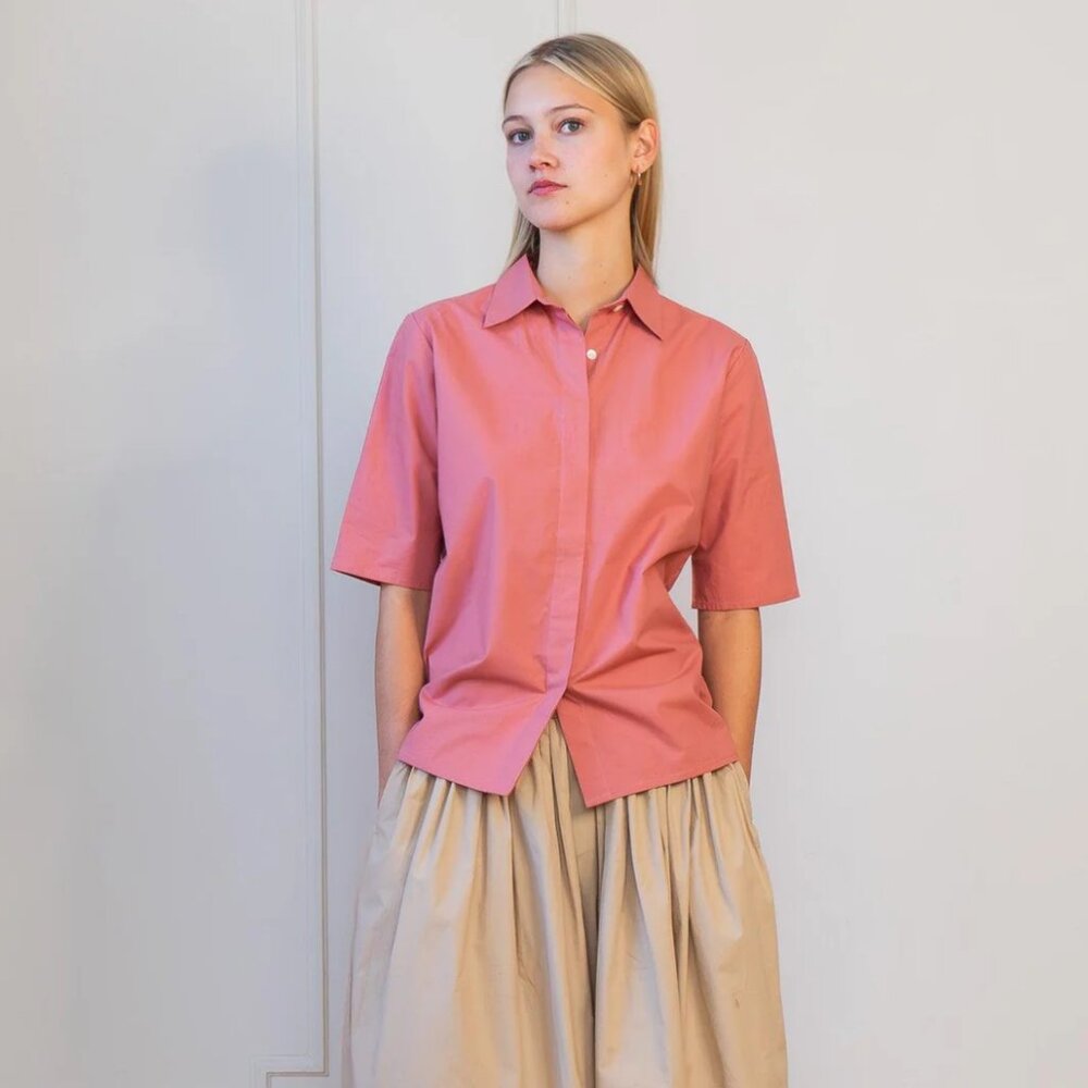 EFFORTLESS UNIFORM COTTON SHIRT - BRANDO - ROSE